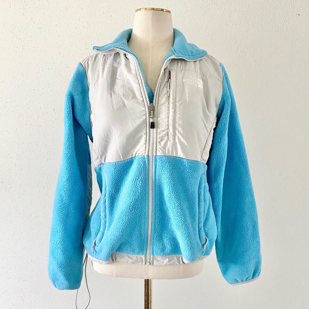 THE NORTH FACE Women's Size Small Blue/Grey PolarTec Full Zip Up Combo Jacket